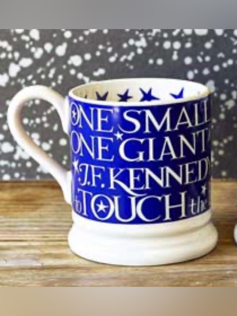 Emma Bridgewater Blue moon landing J.F. Kennedy Quote Ceramic Mug, rare!